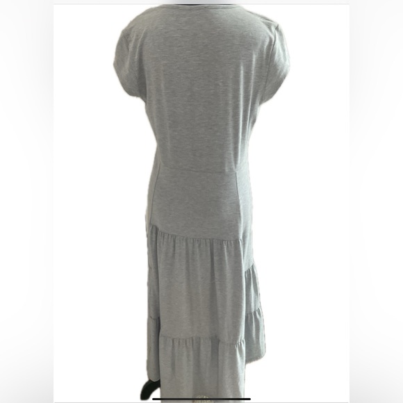 Tommy Hilfiger Midi Gray capped sleeve tiered dress - Picture 4 of 7